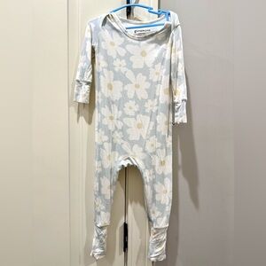 Gunamuna bamboo Cozy Floral Kids Pajama Set - Light Blue and Cream
